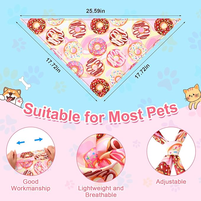 Amylove 120 Pcs Dog Bandanas Bulk Holiday Triangle Dog Pack Puppy Kerchief Bandana Adjustable Pet Scarf for Pet Cat Costume Accessories Decor(Cartoon)