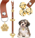 Leather Dog Bells, Puppy Potty Training Bell Dog Doorbell Potty Train Dog Bell for Potty Training Door Bells for Dogs to Ring to Go Outside Jingle Bells (Leather Brown, Paw 1 PCS)