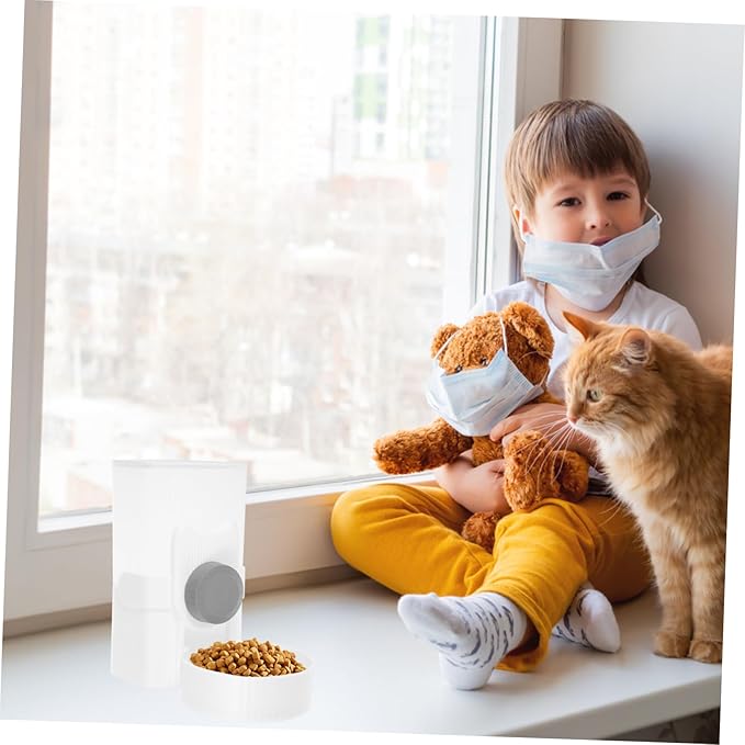Angoily Automatic Pet Food Feeder Hanging Type Dog and Cat Food Dispenser No Leakage Design Easy Installation for Cage for Puppy and Kitten Feeding