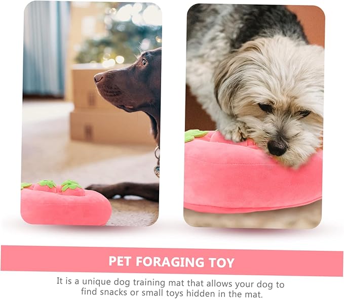 Dog Sniffle Mat for Foraging and Training Interactive Strawberry Design Puzzle Toy for Dogs and Cats Sniffing Skills Reduces Boredom and Stress