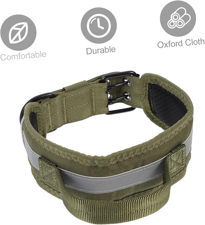 Heavy Duty Adjustable Dog Collar Reflective Stripes Comfortable Pet Accessory for Dogs for Outdoor Use Handle