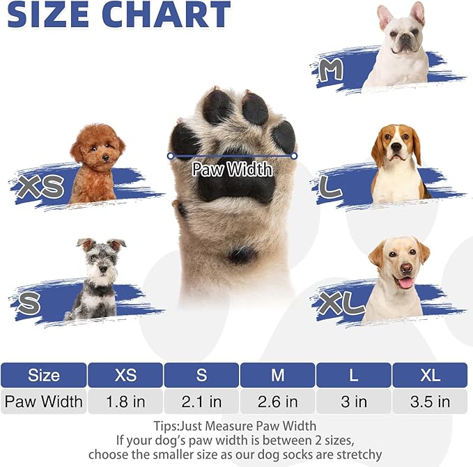 KOOLTAIL Dog Socks for Hot/Cold Pavement, Breathable & Warm Dog Socks to Prevent Licking Paws, Non Slip Pet Boots & Paw Protectors for Hardwood Floor,Grippy Shoes for Small Medium Large Senior Dogs