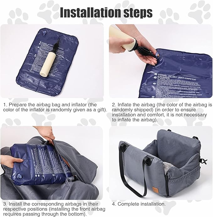 Inflatable Dog Car Seat for Small Dogs,Ultralight Dog Bed for Car Front Seat with Pump,Waterproof Pet Booster Seat for Small Medium Cats Dogs Pets Black U
