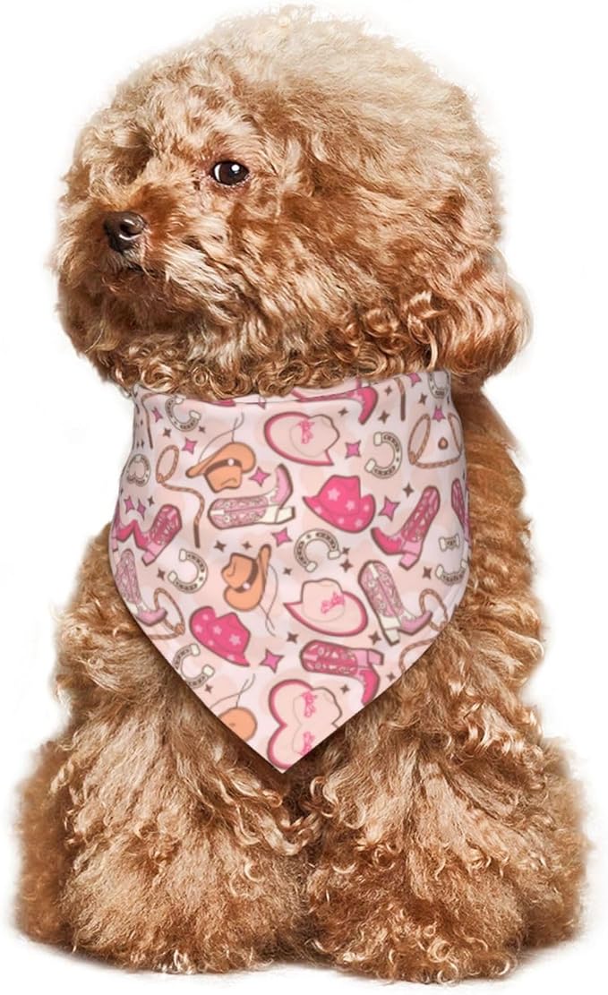 Western Dog Bandanas, Cartoon Cowboy Dog Scarf, Accessories Puppy Kitten Party Festival and Daily Wearing,West Cowboy Accessories Party Cosplay (Pink)