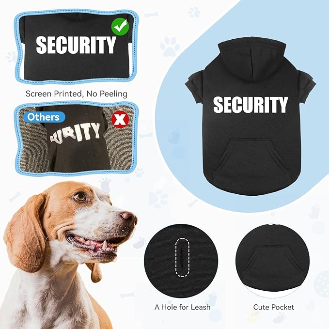 Dog Sweaters for Small Dogs Security Sweater Soft Brushed Fleece Pet Clothes Dog Hoodie Sweatshirt with Pocket(XS)