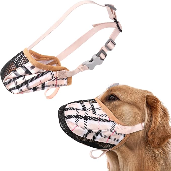 Dog Muzzle, Soft Basket Air Mesh Muzzles for Super Large Sized Dogs Anti Chewing, Breathable Muzzle for German Shepherd Golden Retriever, etc, Suit for Grooming Vet Allows Panting Drinking.