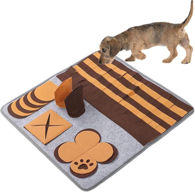Sniffing Pad for Dogs and Cats, Interactive Foraging Mat, Felt Nose Work Mat with Skid Particles, Hide Treats for Sniffing Training and Play,