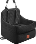 Dog Car Seat for Small/Medium Dogs Under 35lbs, Memory Foam Dog Booster Seats with Washable Removable Cover, Travel Portable Pet Car Seat with 2 Safety Belts and Storage Pockets (Black, Medium)