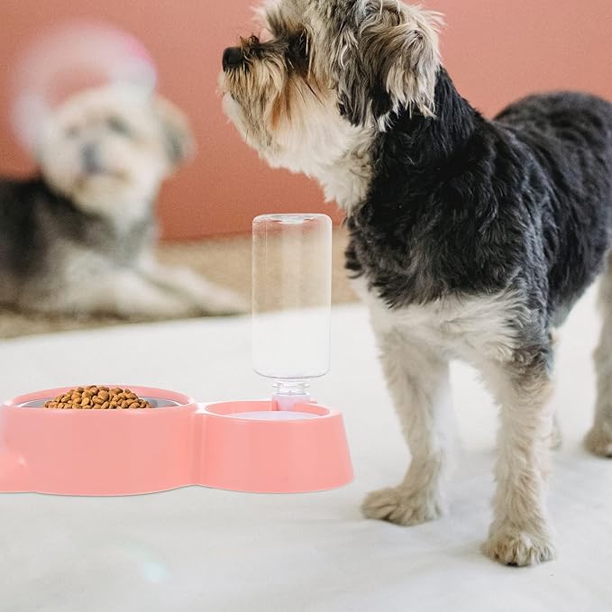 1pc Automatic Pet Feeding Bowl Cat Ear Design Dual Use Food and Water Dispenser for Cats and Dogs Easy to Compact and Lightweight