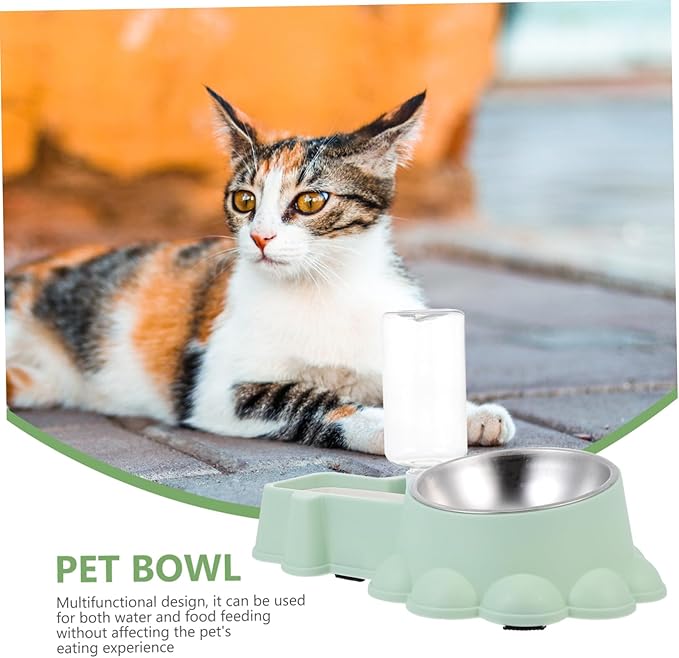 BESPORTBLE Automatic Pet Feeder Stainless Steel Dog Bowl Dual Food and Water Dispenser for Dogs and Puppies Bite and Shatter Resistant Green Design for Convenient Feeding