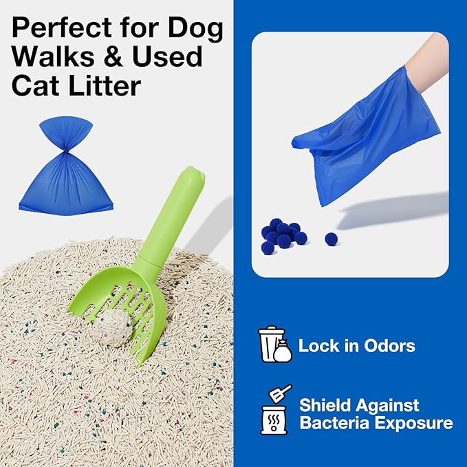 VETRESKA Dog Poop Bags, Leak Proof, Extra Thick and Large Pet Waste Bags for Dog Walking and Cat Litter, Spiced Vetiver & Moss Scented, 20 Refill Rolls, 300 Bags, Blue