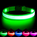 Vizpet LED Dog Collar, Light Up Dog Collar Adjustable USB Rechargeable Super Bright Safety Light Glowing Collars for Dogs(X-Large,Green)