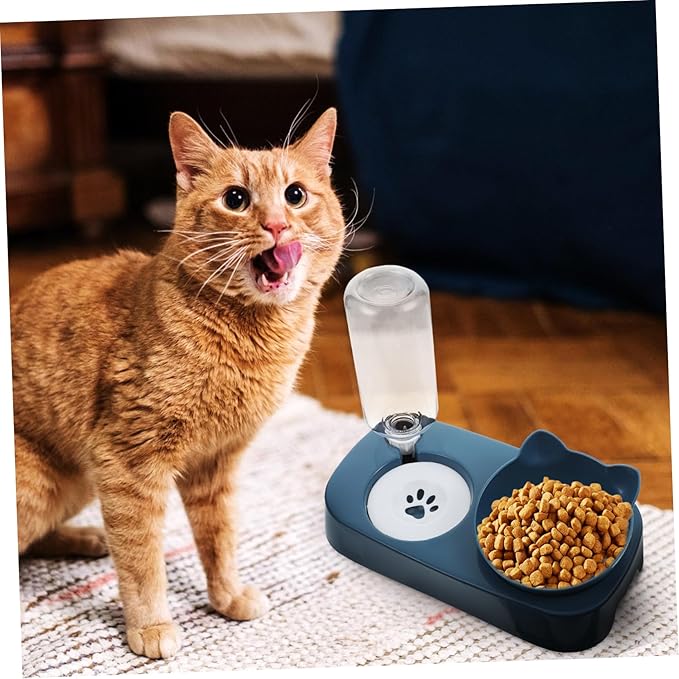 1Set Automatic Pet Feeder with Non Spill Design Cat Dog Food and Water Bowl Detachable Transparent Bottle for Easy Cleaning for Cats Dogs and Rabbits