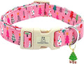 Lionheart glory Christmas Dog Collar, Pink Christmas Tree Fall Cute Dogs Collar Adjustable Soft Comfortable Collars for Large Dogs Girl or Boy Pet Gift