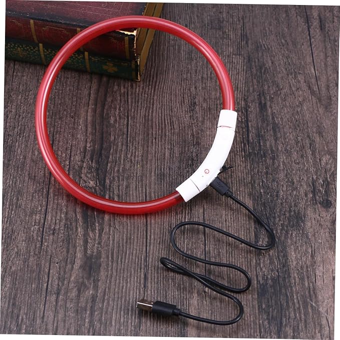 FRCOLOR 2pcs Led Dog Collar USB Rechargeable Glowing Pet Collar for Night Safety Red Material Energy-Saving Led Lights for Evening Walks