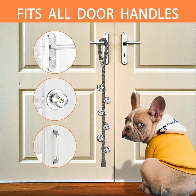 Dog Bells to Go Outside & Puppy Potty Training, Adjustable Dog Door Bell Ring to Go Potty, Handmade with Premium Yarn. Twisted Style, Grey 2 Count
