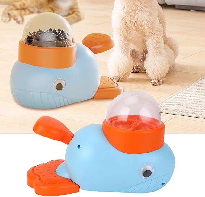Brrnoo Interactive Feeder Toy for Dogs, Automatic Pet Food Dispenser Puzzle Toy with Training and Bonding Fun Large Capacity 8.46x4.52in (Blue)