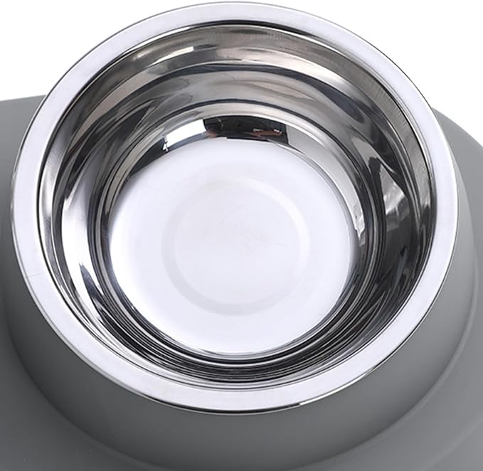 Plastic Bottle Pet Feeder Self-refilling Pet Bowl Pet Feeder 2-in-1 Automatic Water Dispenser with Removable Stainless Steel Bowls Pet Supplies Grey