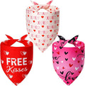 Dog Valentines Bandana Small 3PCS, 6 Pattern Sweetheart Scarf for Boy and Girl, Red Pink Black Triangle Reversible Love Bibs Breed for Puppy Pets