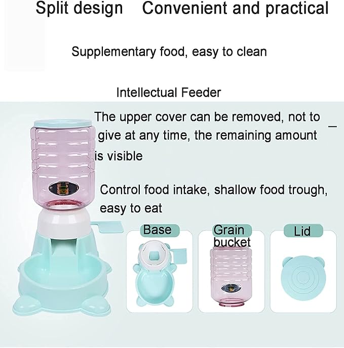 Automatic pet Feeder Push Feeder for Cats and Dogs 1.8L (Apricot)
