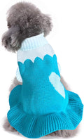 CHBORCHICEN Pet Dog Sweaters Classic Knitwear Turtleneck Winter Warm Puppy Clothing Cute Strawberry and Heart Doggie Sweater (S, Dress-Sky Blue)