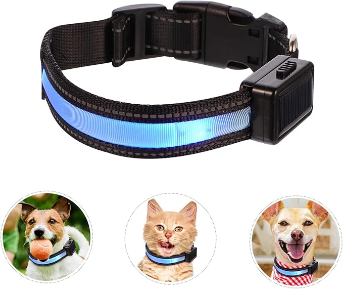 VOSAREA Glowing Dog Collar Bright Modes Rechargeable Led Collar for Pets Puppy Easy Release Buckle