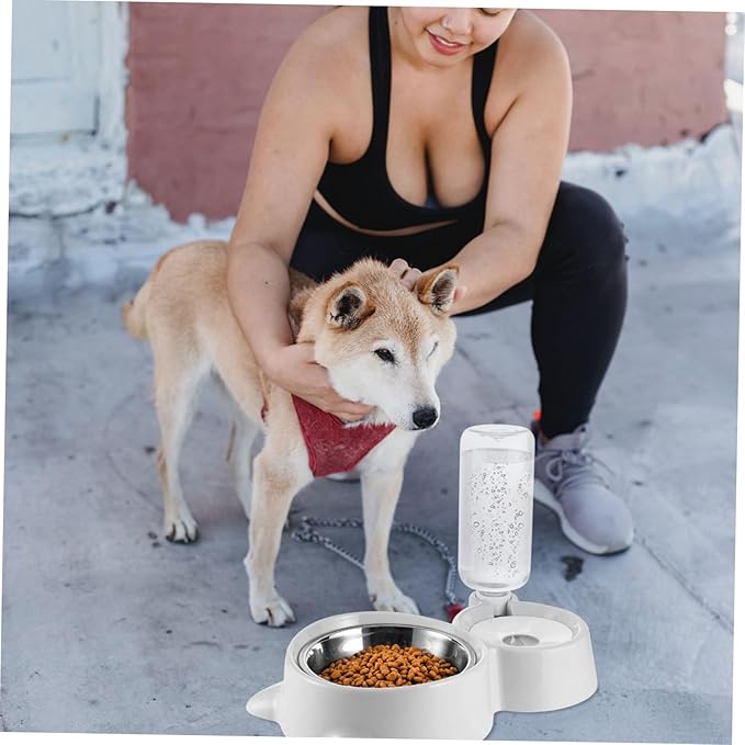 Angoily Automatic Pet Feeder Dual Bowls and Water Dispenser Leak Design for Pets Easy to Use Healthy Feeding for Dogs and Cats