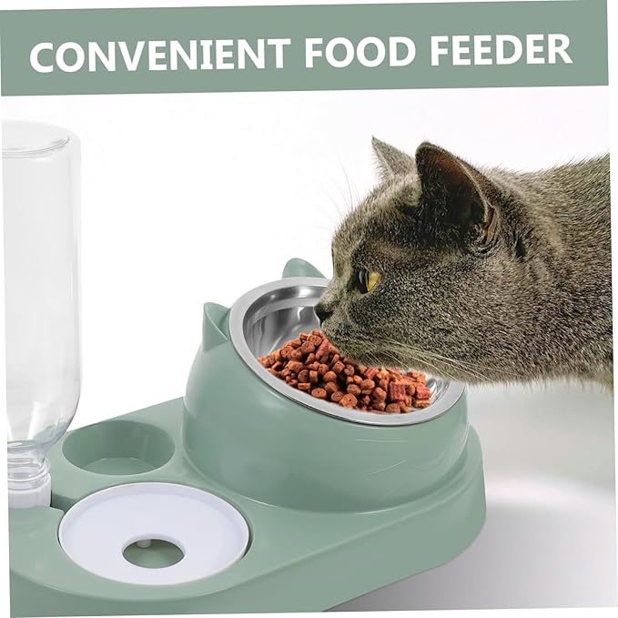 Automatic PET Feeder with Water Dispenser Non-Skid Dog and Cat Bowl Set Detachable Food and Water Station for Small Dogs and Cats Easy to Clean