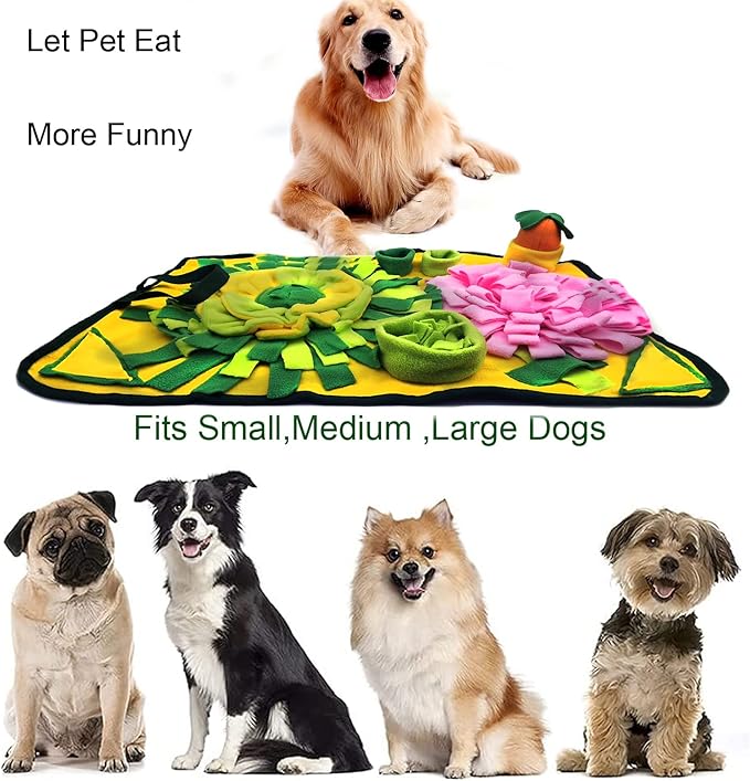 Dogs Snuffle Mat Pet Feeding Mats Puppy Sniffing Pad ,Cat Doggies Interactive Puzzle Toys for Multiple Breeds Encourages Natural Foraging Skills,Training and Stress Release (Yellow)