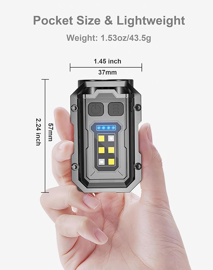 Pocket LED Flashlight Rechargeable, 500 Lumens Keychain Flashlight Small EDC Light for Night Work, Running, Walking, Camping, Fishing, Hiking, Dog, Emergency