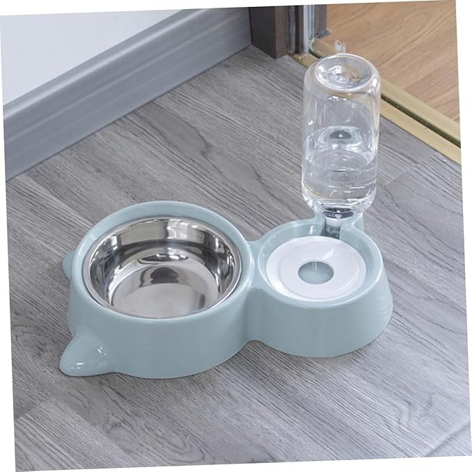 Pet Dual Water Food Feeder Bowl for Cats and Dogs Unique Design Non-tip Smooth Convenient Feeding Automatic Dispenser for Indoor Use