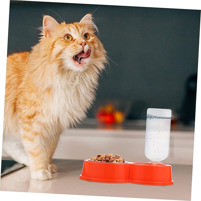 Automatic Dog and Cat Water Dispenser Bowl Set Tip PET Feeding Station Dual Bowls Sturdy Materials for Indoor Use