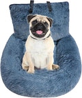 Plush Dog Car Seat Bed - Car Dog Kennel Safety Seat, Portable Elevated Pet Travel Booster | Pet Mat, Soft Polyester Fill Non‑Slip Base Seatbelt Tether for Secure Rides Cars Small Medium Do