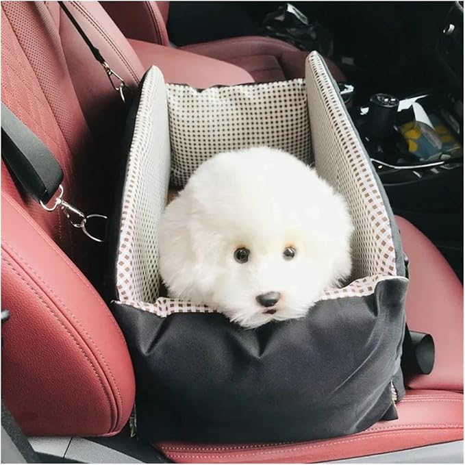 Anti-Slip Dog Car Seat For Medium Small Dogs Cats - Portable Booster Seat, Safety Travel Carrier, And Secure Pet Travel Bag(Black)