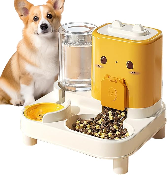 2 in 1 Dog Food Dispenser - Automatic Feeder with Water Bowl, Function Food Storage | Detachable Waterer, Convenient Travel and Home Feeding Station, Portable Care Accessory for Dogs,