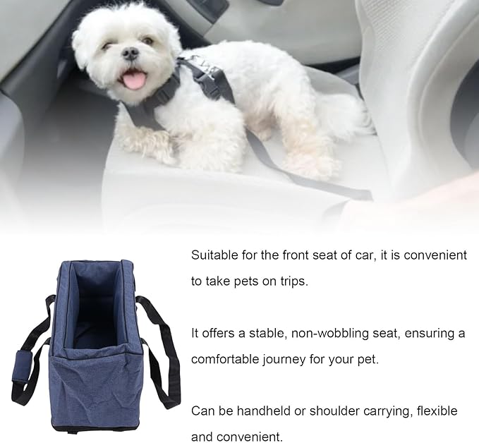 Pet Car Seat, Travel Bed Dog Booster Seat with 2 Safety Belts Removable Washable for Small Dogs Cats Comfortable Journey