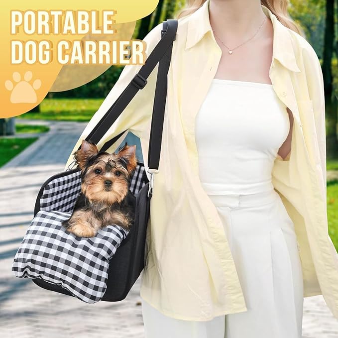 Center Console Dog Car Seat, Anti Collapse Portable Armrest Booster Cat Seat with Soft Cushion Adjustable Safety Belt Non Slip Bottom for Travel, Support Pet Up to 11lbs (Black)