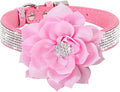 Rhinestone Dog Collar, Cute Dazzling Sparkling Soft Suede Leather Dog Cat Rhinestone Collar Crystal Diamond Pet Dog Puppy Collar (Pink5, XS)