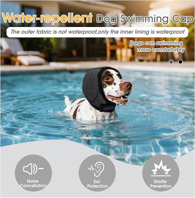 Dog Snood Ear Protectors,Dog Ear Cover,Adjustable Dogs Ears Muffs Noise Protection,Dogs Ears Defenders,Pet No Shake Head Wraps for Ear Hematoma Grooming Firework Force Drying,Grey,S