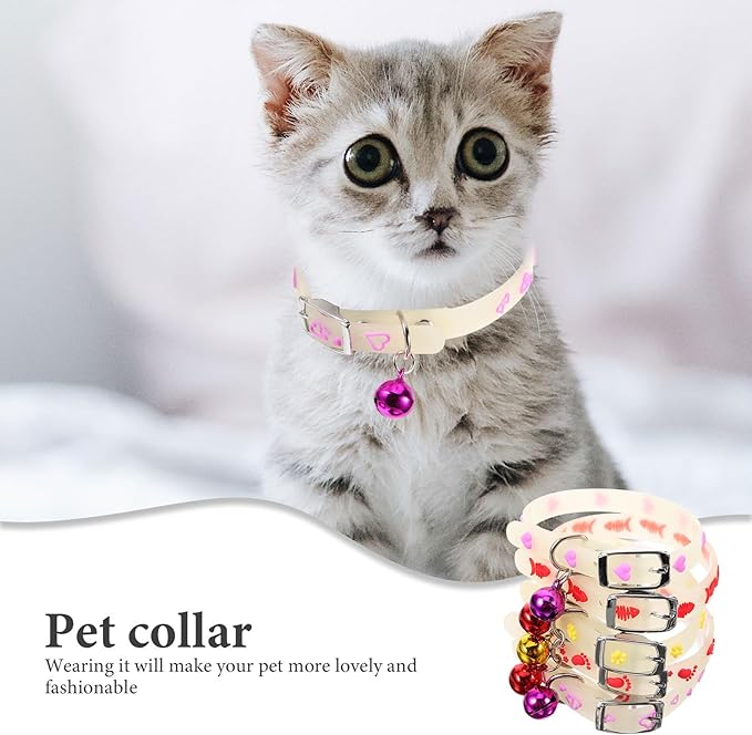 KESYOO Adjustable Luminous Collar for Pets 5 Pieces Random Colours Fluorescent Design Comfortable Anti-Lost Pad Suitable for Dogs and Cats on Walks Random Colour