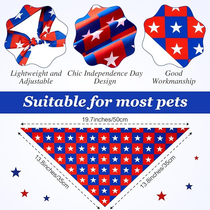 Preboun 50 Pcs Patriotic Dog Bandanas Bulk Labor Day Bandanas for Dogs Triangle Kerchief Scarf Set for Puppy Small Medium Large Workers' Veterans Day Costume Accessories (19.7 x 13.8 x 13.8 Inch)