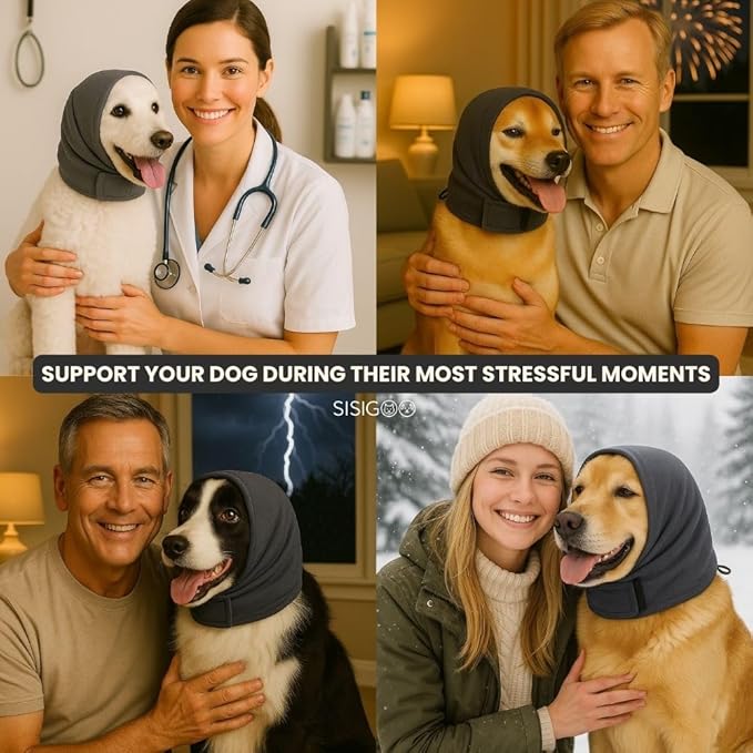 No Flap Ear Wraps for Dogs – Dog Ear Muffs Noise Protection & Snoods for Dogs – Dog Ear Cover for Bathing, Grooming, Drying, Hematoma Support & Anxiety Relief (Dark Gray, S)