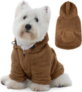 IDOMIK Fuzzy Dog Sweater with Adjustable Hood, Warm Fleece Dog Sweater Hoodie with Harness Hole & Pocket, Pullover Sweaters for Small Dogs, Fuzzy Hooded Sweatshirt for Fall Winter Christmas,Brown,XS