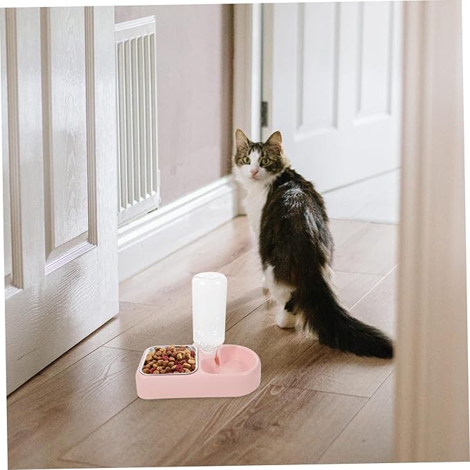 SUPVOX Automatic Pet Water Feeder Bowl for Dogs and Cats Creative Dual Drinking Tool Non-Tipping Design Smooth Surface for Home and Pet Shops Pink
