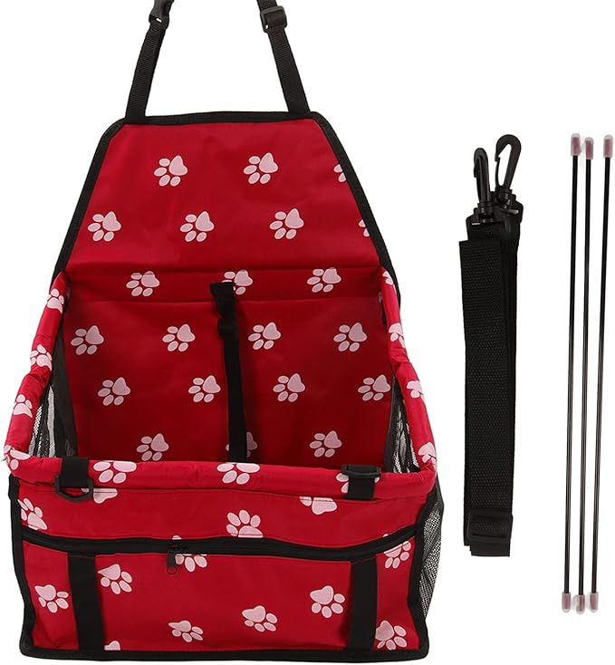 ZJchao Pet Car Seat Breathable Slip Proof Safety Leash Design Dog Car Basket for Puppy Cat (Red)