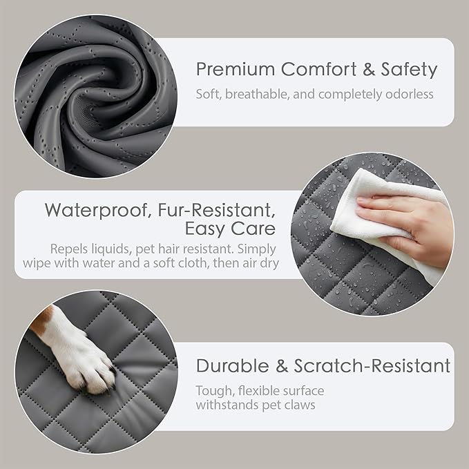 Dog Car Seat for Small & Medium Dogs – Waterproof Microfiber Leather Pet Car Seat with Washable Pee Pad, Scratch & Fur Resistant, Foldable Dog Bed for Home & Travel, Non-Slip Design, Matte Gray