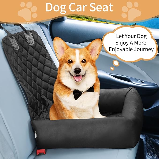 Car Seats for Small/Medium Dogs, Memory Foam Dog Booster up to 35 lbs, Travel Pet Car Seat Washable Dog Bed