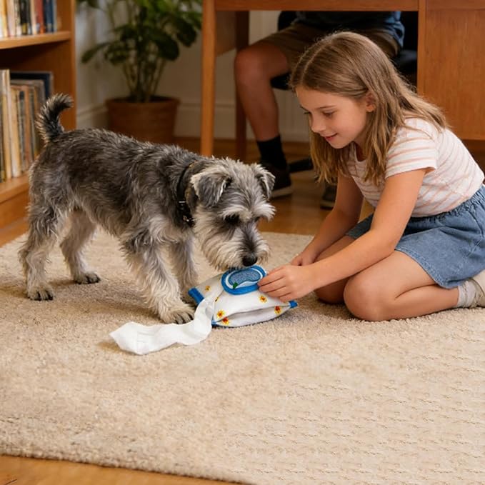 Snuffle Toys for Dogs - Foraging Enrichment Game | Tissue Box Snuffle Toy with Hidden Treat Pockets for Indoor Outdoor Home Living Room Puppy Pets Medium Large Breeds Play