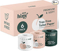 ecoHiny Premium & Soft Bamboo Toilet Paper | PFAS Free | 6 Mega Rolls, 3 ply & 350 Sheets | Non Toxic, FSC Certified, Septic Safe, BPA Free | Tree Free Toilet Tissue | Plastic Free Packaging