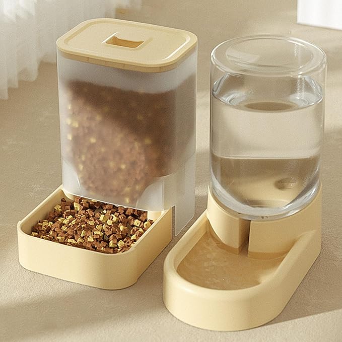 Clear Feeder and Water Dispenser Set for Home and Office Use Antislip Food Container Feeding Station for Cats Dog Automatic Feeder